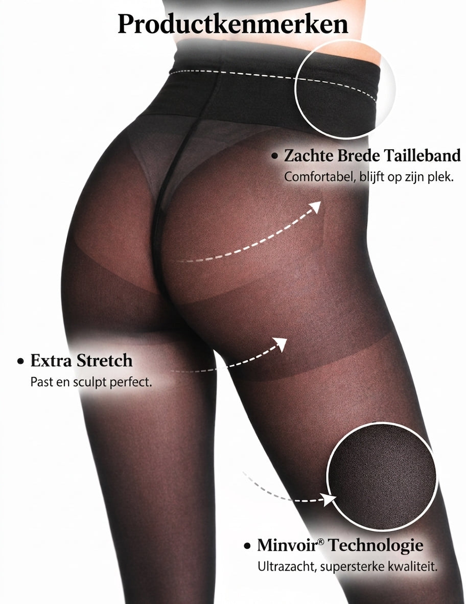 Zwarte panty stof detail Nederlands